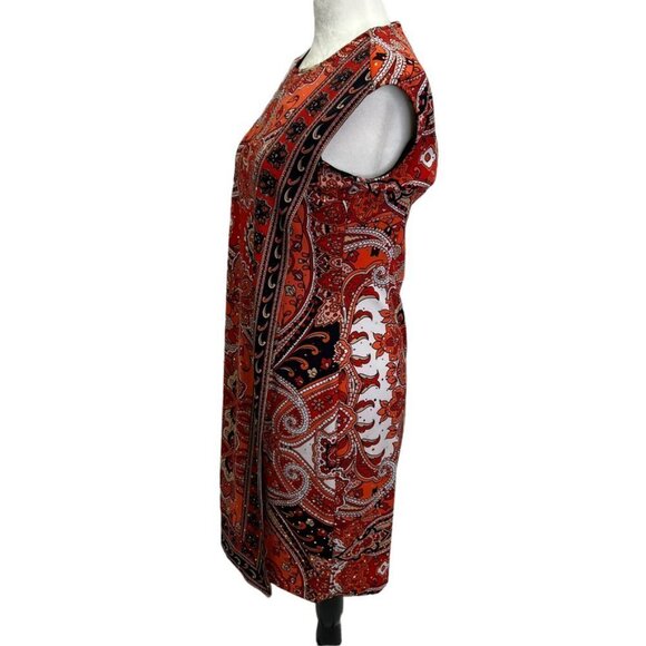 Joseph Ribkoff Sleeveless Red/Orange Shift Dress Size 8 - Picture 5 of 11